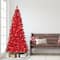 6.5ft. Pre-Lit Flocked Fashion Red Artificial Christmas Tree, Clear LED Lights